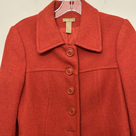 Gadzooks Wool Blend Overcoat Womens Medium Button Front Pockets Trench Midi - Picture 6 of 11